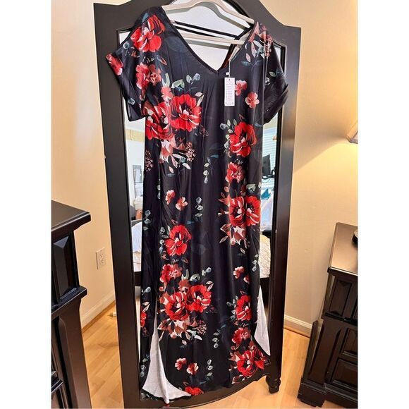 NEW Summer Maxi Dress Comfy Loose Pockets Beach Dress L - Picture 1 of 5